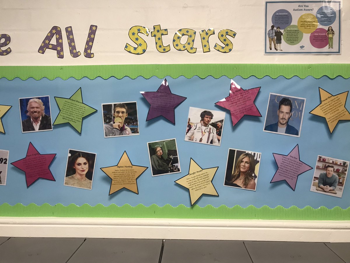 talkwithease's tweet photo. Another wonderful display I asked Miss Hall @bensonschool to put up to show famous people with disabilities who have not let their difficulties stop them from being successful! You can achieve anything  if you put your mind to it! #ASD #ADHD #dyslexia #dyspraxia #inclusion https://t.co/lPwMuClGsz