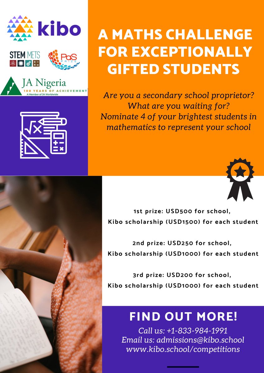 PaSPrize's tweet photo. It's that time of the year again!
This time, Pasprize is partnering with @Kibo_School to bring you the Kibo Online Mathematics Challenge. 
Lot's of amazing prizes to be won and registration is Free!!! To register visit https://t.co/o6H95mIIoK https://t.co/MYhBhdDzRd