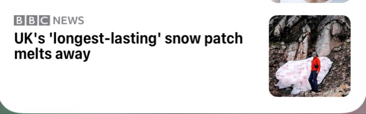 I mean, it’s not melting ice caps is it? (BBC: UK’s ‘longest-lasting’ snow patch melts away) COP26 #ClimateEmergency #COP26 #SaveTheUKsLongestLastingSnowPatch