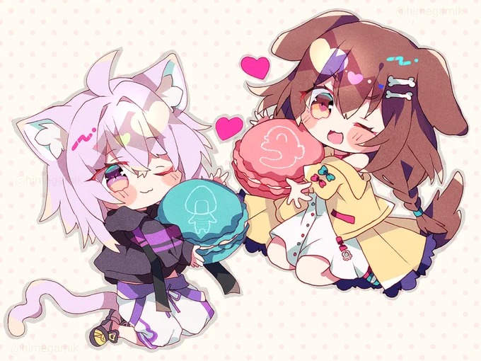 おかころ 💜💛
#絵かゆ #できたてころね 
