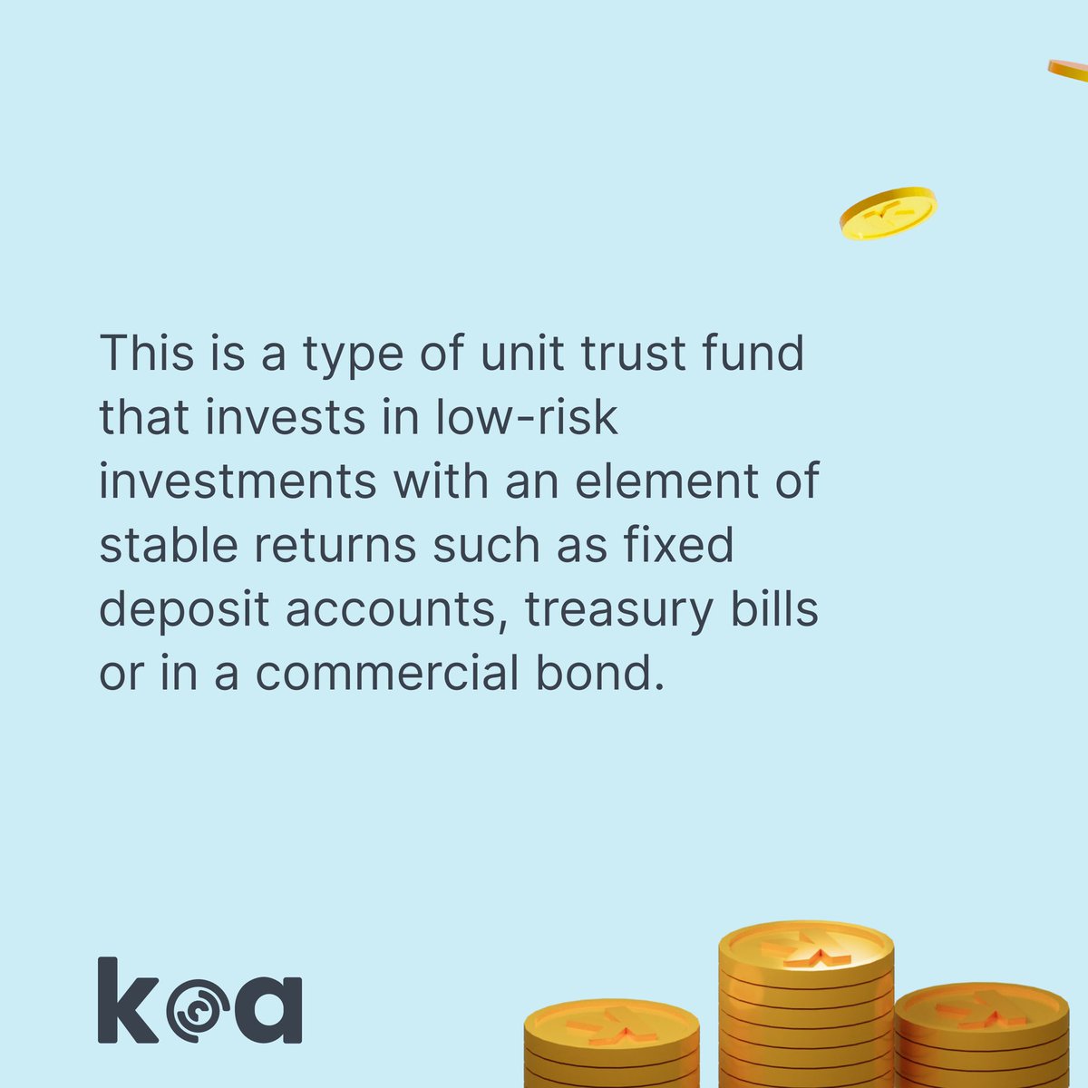 This week for #FinancialWellnessWednesdays, we’re discussing all things Money Market Fund, or MMF 😃💰

The purpose of MMF is to provide investors a safe platform to invest in secure highly liquid, near term investments with low risk!

#moneymarket #mmf #moneymanagement #withkoa