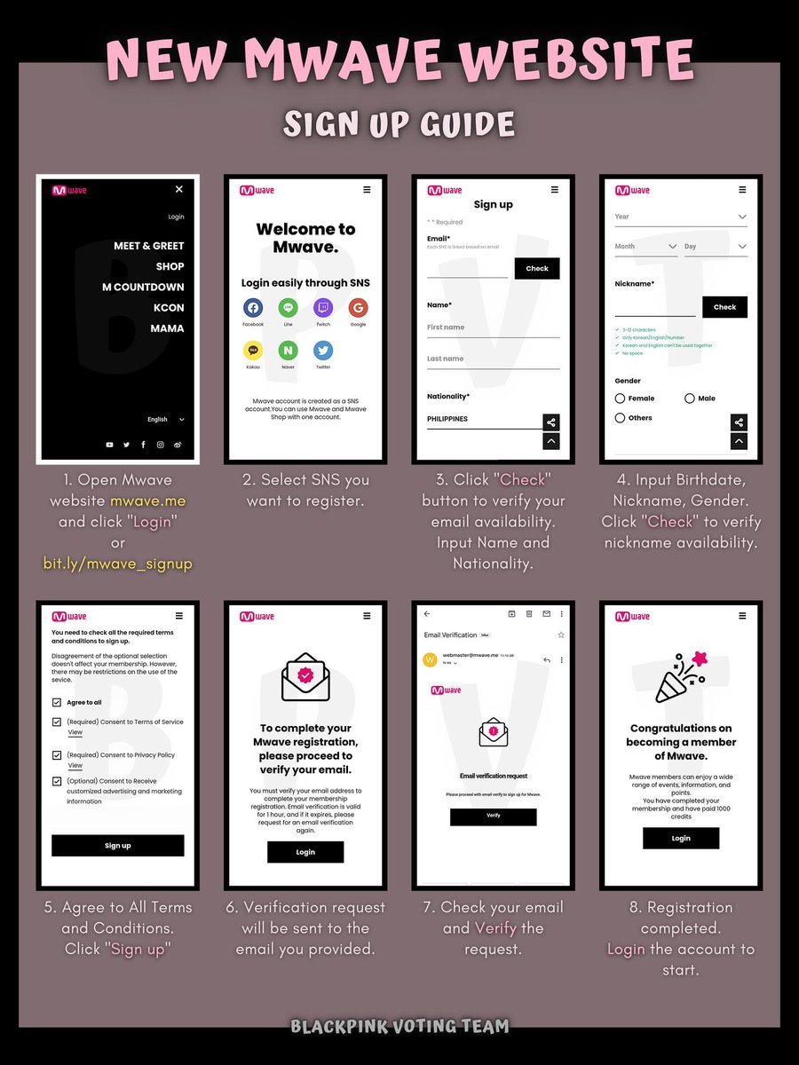 BP_VotingTeam's tweet photo. 🚨 [MAMA HOUR]
Day 5

Blinks let’s register atleast 10 mwave accounts now, reply the screenshots of your accounts below. Nominees will be announce at 11PM KST tonight. Pls be prepared 

Register to MWAVE: https://t.co/xqLvbN2ngM
#BLACKPINK @BLACKPINK https://t.co/LpX39tOZur