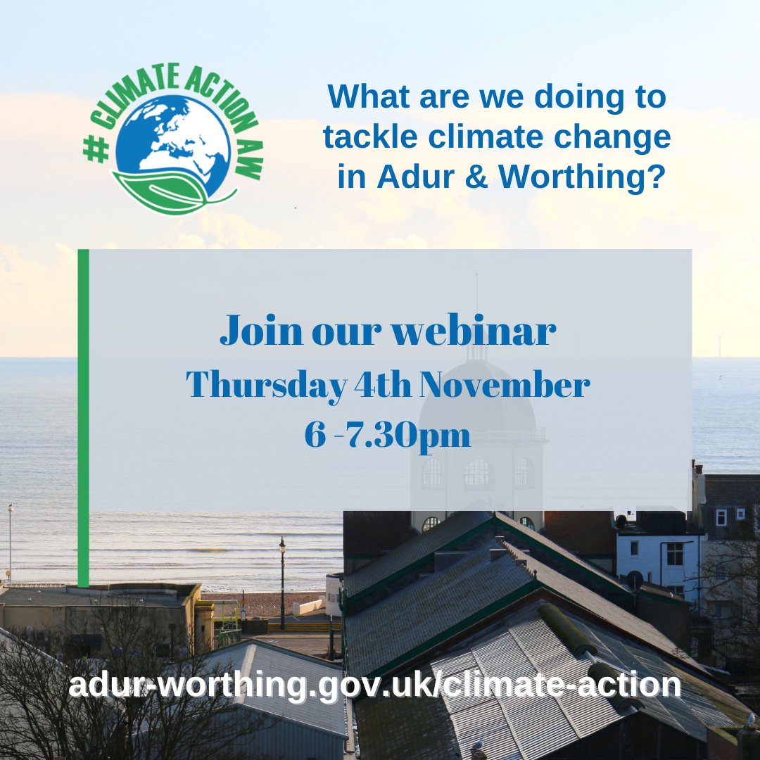 adurandworthing's tweet photo. ๐ In #Adur & #Worthing weโre committed to tackling the climate crisis.
Sign up for this free webinar as part of #ClimateActionAW to hear from our Sustainability team about the collective approach weโre taking with the community to achieve this:
๐ https://t.co/2z7DOyaX8L https://t.co/ojsFFrUdi0