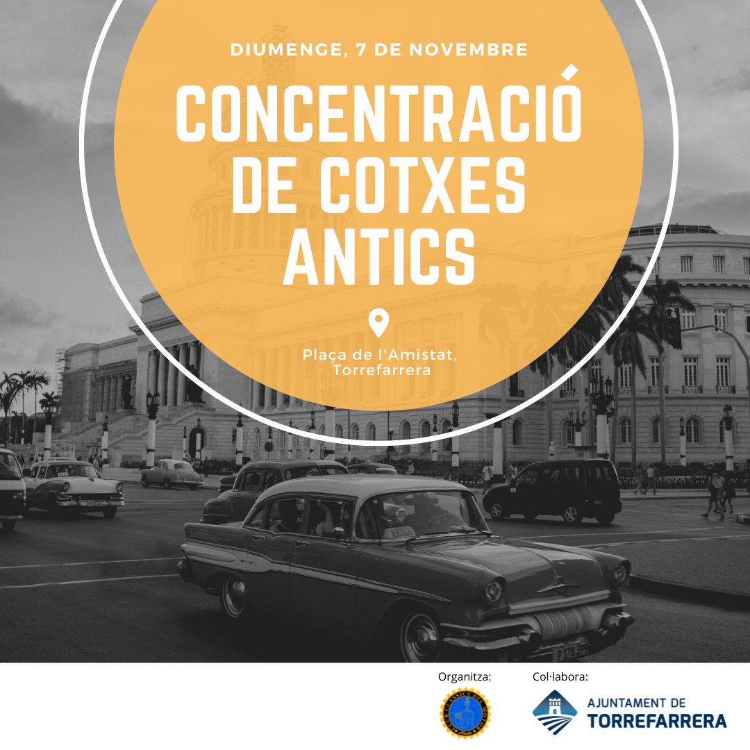 AjTorrefarrera's tweet photo. 🚗 🛵 Aquest diumenge, 7 de novembre a les 12 h, vine a la concentració de vehicles antics que tindrà lloc a la plaça l'Amistat, organitzada pel Club Classics del Motor de Lleida amb la col·laboració de l'Ajuntament de Torrefarrera.
#Torrefarrera #vehiclesantics #cotxesantics https://t.co/ocgpt1UQGT