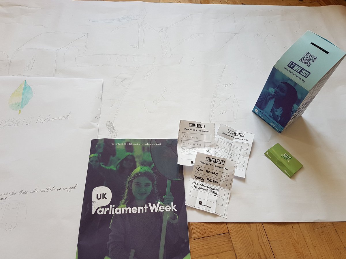 1stAudlem's tweet photo. It's #UKPW and Audlem Guides have been designing! 
Introducing the hybrid parliament with solar panels, wind turbine, accessible debate room with facilities for remote speaking and a bullet train! @YourUKParl #disabilityawareness @Girlguiding_NWE https://t.co/imZhRXGRPQ