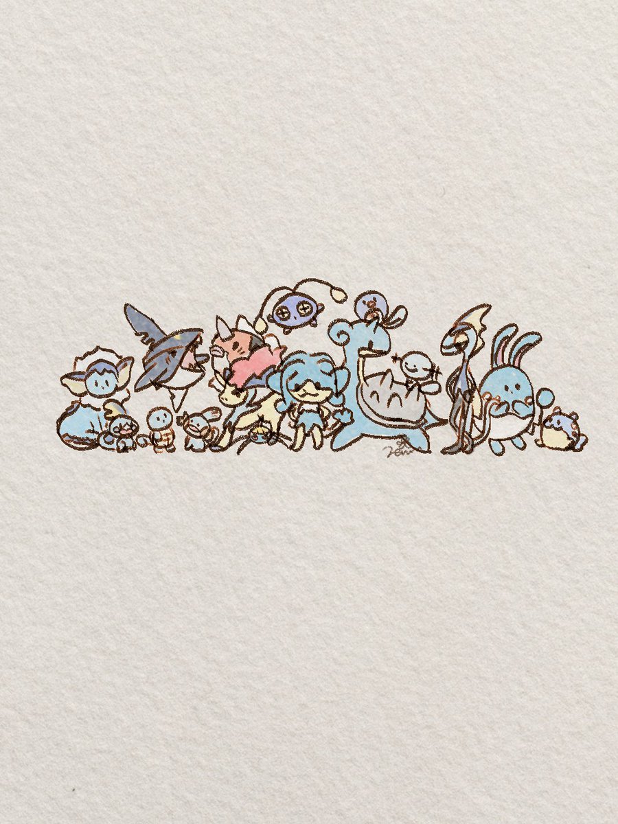 ゼニガメ「みずタイプ☔ シャワーズとメッソンとゼニガメとミズゴロウ 