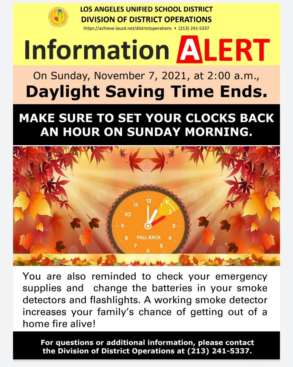 sandraeduc8's tweet photo. Daylight Savings Time ends on Sunday, November 7th. 
#dontforget ⏰🌞🌙 https://t.co/sb9xZnNDIz