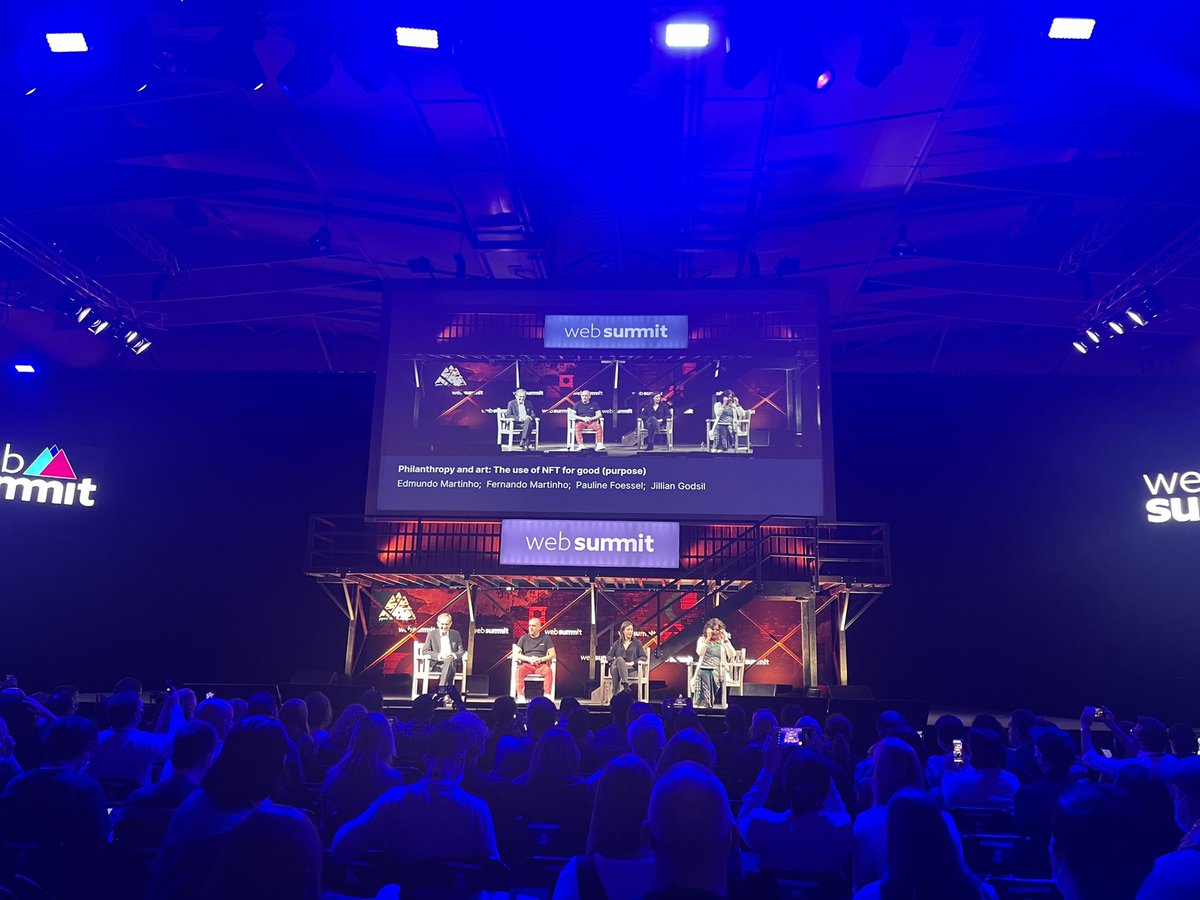 EllenKuder's tweet photo. Session on #WebSummit ,Philanthropy and Art: The use #NFT for good purpose‘. With NFTs we have now unique tokens. For art this is the bridge between the physical&amp;digital world. Now it’s possible to label the one original digital item. By that the artist gets what he/she deserves. https://t.co/jW7ezfP2dW
