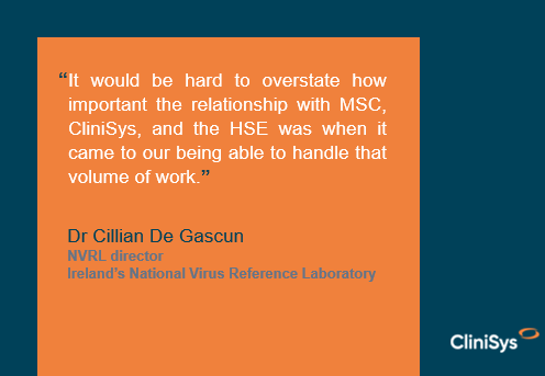 ClinisysGroup's tweet photo. It's great to see what can be achieved when we all work together! Well done to the teams at @nvrlucdireland, @MSC_Ireland and @HSELive for achieving a successful #WinPathEnterprise go live at Irelandโs leading medical virology laboratory. Continue reading: https://t.co/AtZDQ3mEdY https://t.co/uGflpH45pa