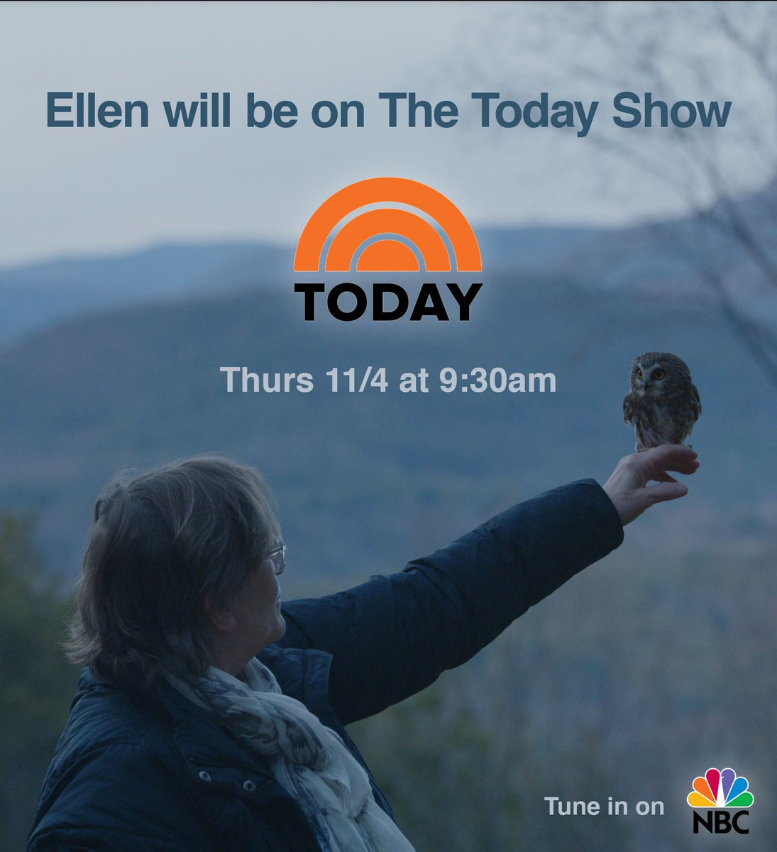 Tune into the Today Show this Thursday, November 4th, at 9:30AM to see our very own Ellen Kalish and Linus the screech owl! Ellen will be discussing Ravensbeard, Rocky the Owl, and her new book “The Christmas Owl.”