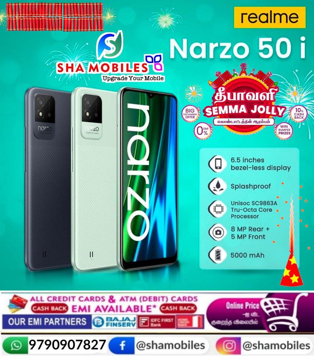 sha_mobiles's tweet photo. 🤩DIWALI SALE🥳 started @sha_mobiles🎁📲9790907827 😍 https://t.co/1ZbThvddy4