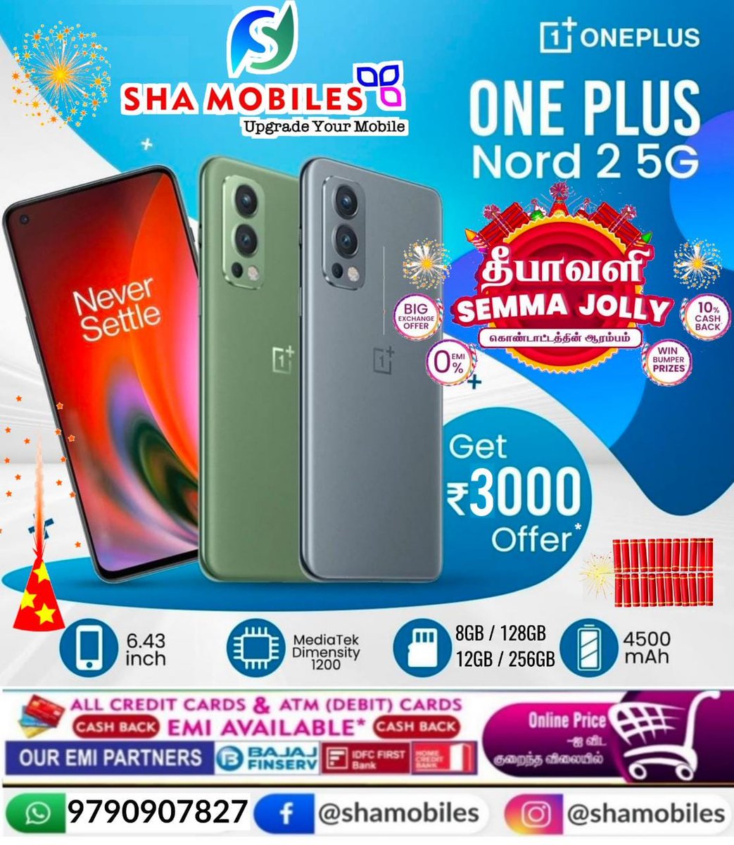 sha_mobiles's tweet photo. 🤩DIWALI SALE🥳 started @sha_mobiles🎁📲9790907827 😍 https://t.co/UbZ3YphwCa