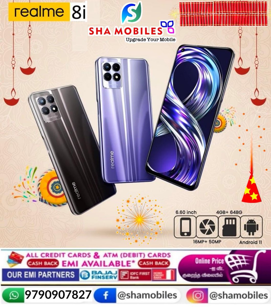 sha_mobiles's tweet photo. 🤩DIWALI SALE🥳 started @sha_mobiles🎁📲9790907827 😍 https://t.co/7rlKI297g8