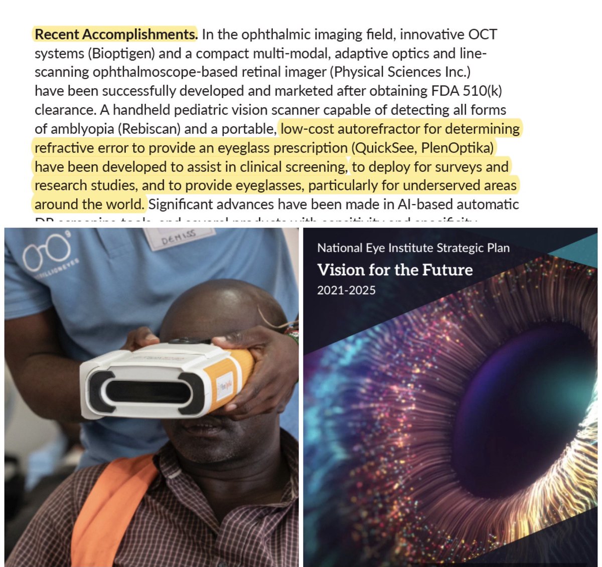 MarcoslabUr's tweet photo. Thrilled to see @PlenOptika #Quicksee mentioned in just out @NatEyeInstitute Strategic Planning (p.40) #VisionForTheFuture. Proud to be part of it! @MIT @fdnMVision @CSICmasI @VioBio_Lab @MarcoslabUr https://t.co/qtIFUpfkio https://t.co/m4gm9Bqxld
