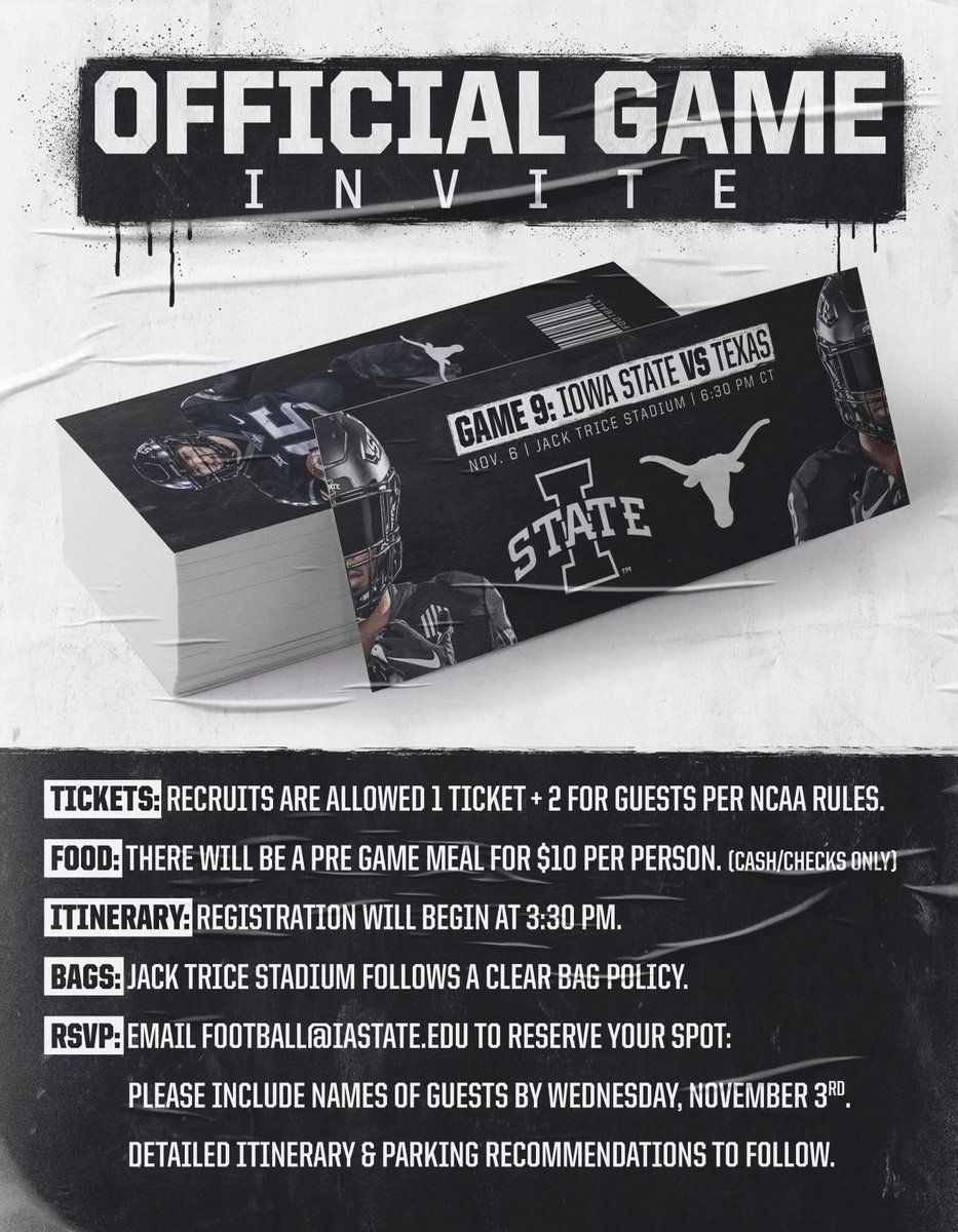 Thank you <a href="/DerekHoodjer/">Derek Hoodjer</a> for the invite to the Iowa state vs Texas game. <a href="/CycloneFB/">Iowa State Football</a>