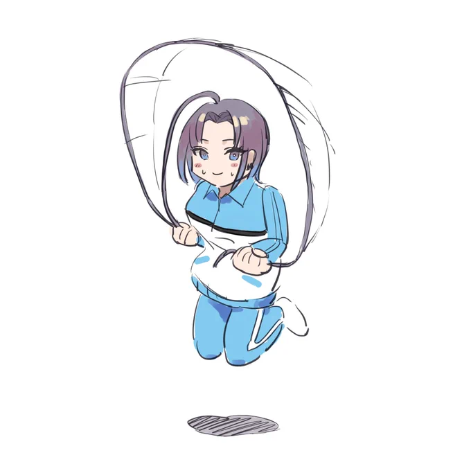 自分のアホ毛で縄跳びをする浅倉透のイラストを描きました 