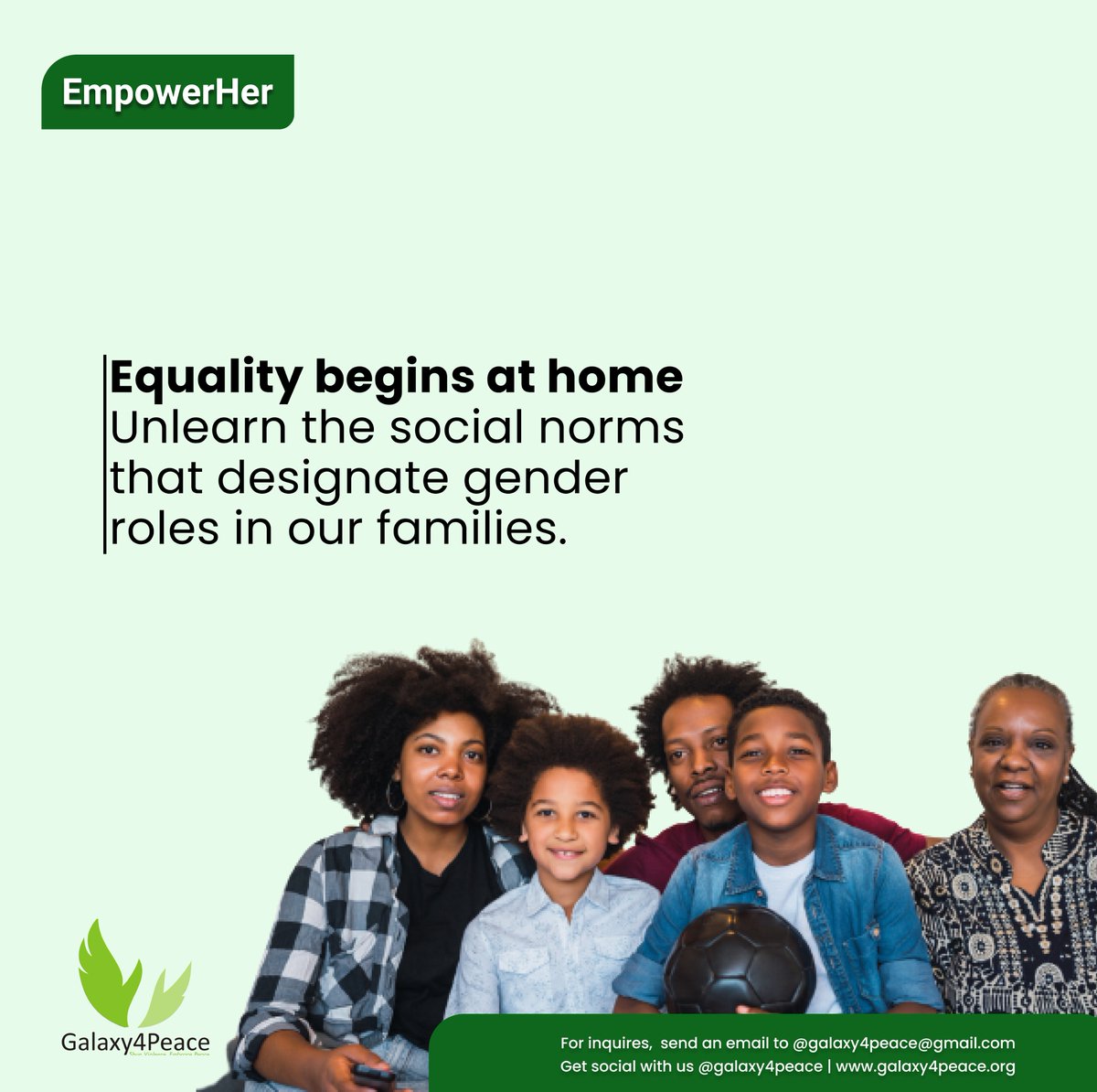 galaxyforpeace's tweet photo. 🕊Everyone wants peace and most often than not everyone wants equality. But the essential thing that we  tend to forget is that Equality begins at home🏡. https://t.co/CsNiB030dx