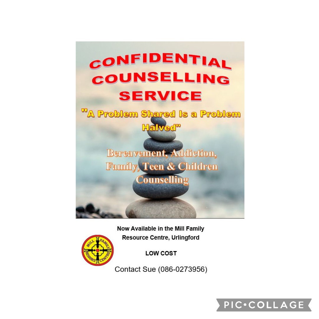 millfrcmc's tweet photo. Low cost Counselling Service

#millfrc
#support
#urlingford
#countykilkenny https://t.co/5mVfp2jpIV