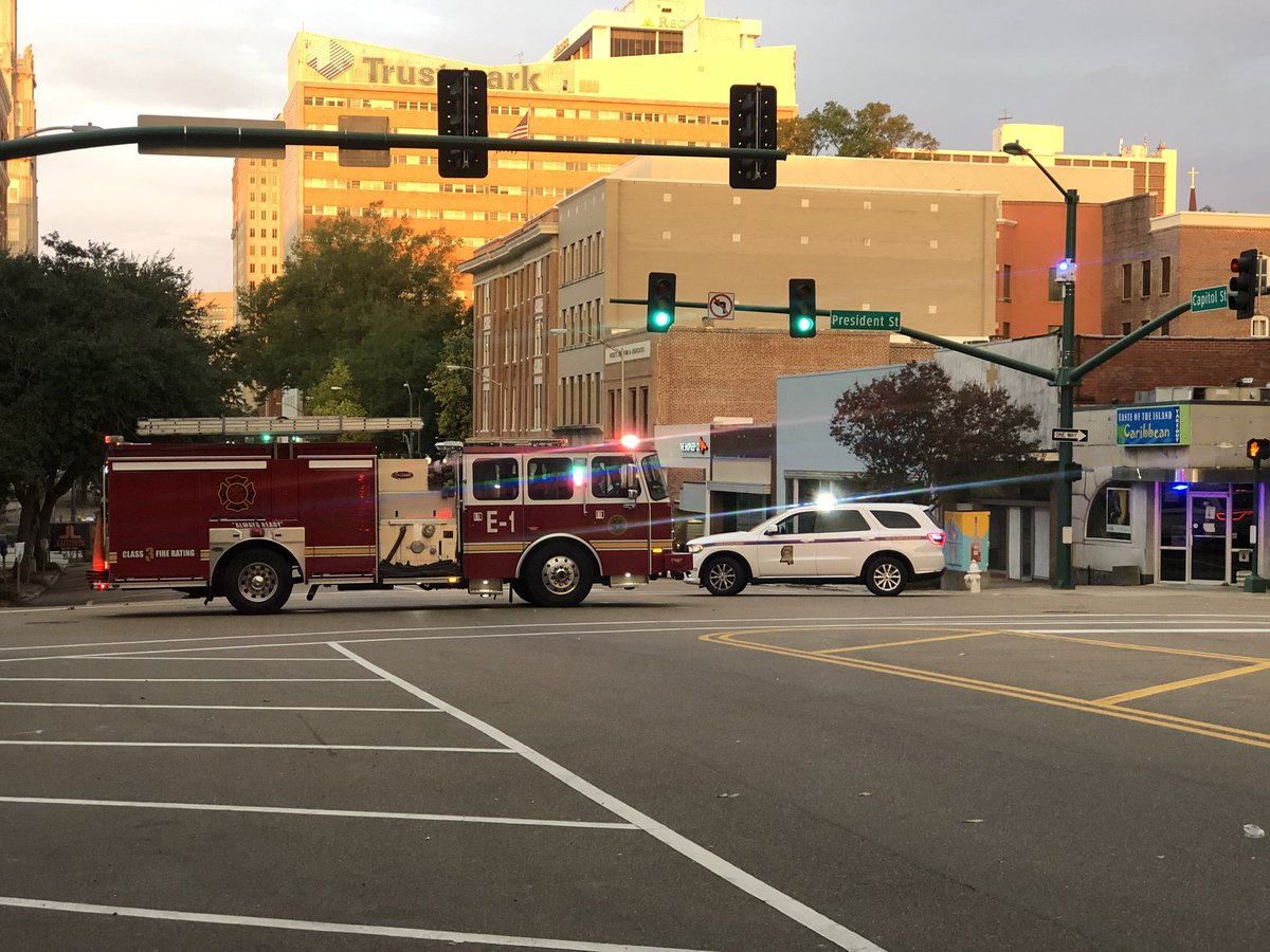 angarner's tweet image. BREAKING: Police investigating bomb threat after suspicious backpack was discovered at Smith Park in Downtown Jackson. Several streets in the area are blocked.