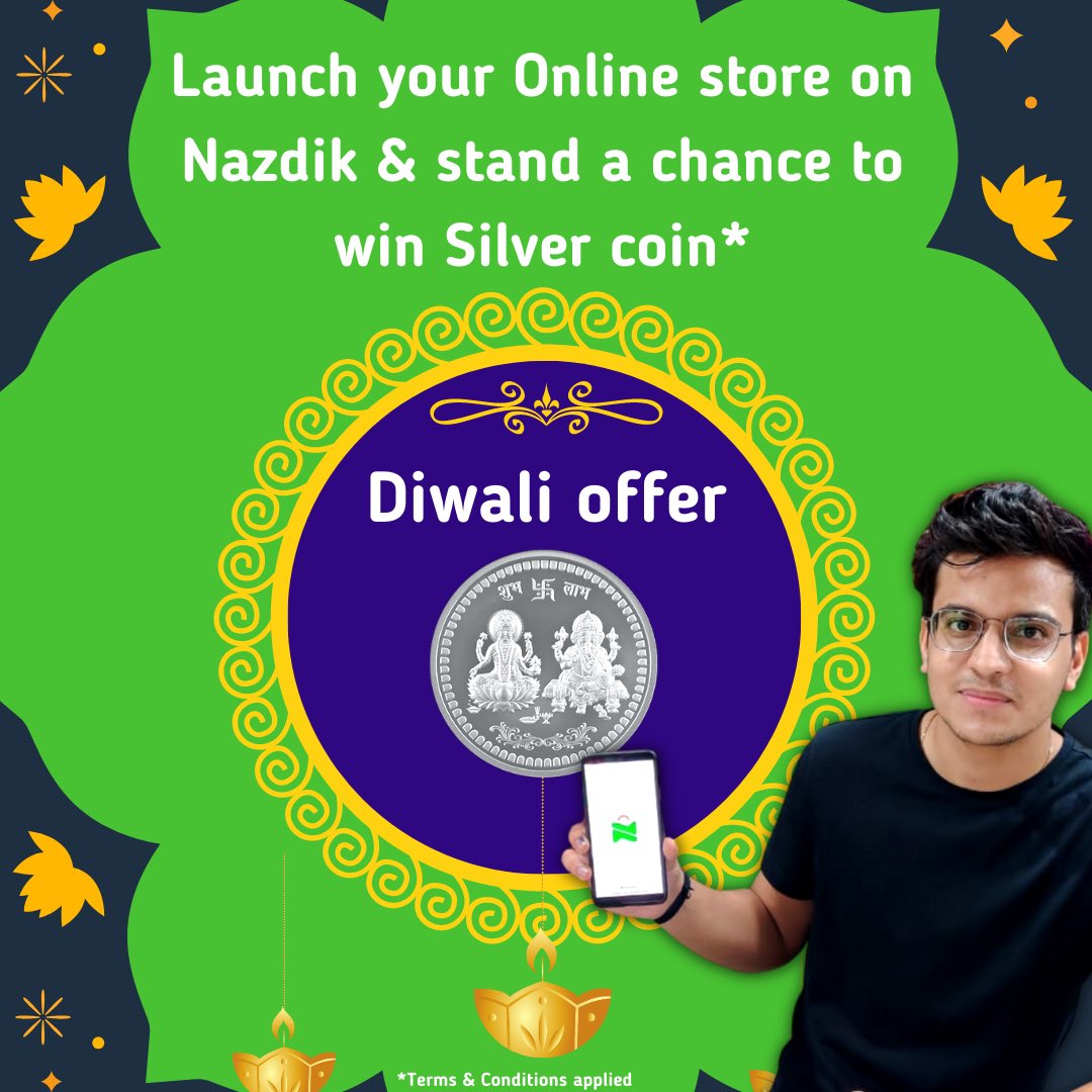aapkenazdik's tweet photo. Nazdik pe business badhao aur silver coin pao 🥳
T&amp;C:-
1. Launch your online Store on Nazdik
2. Add atleast 10 products that you sell on your store
3. Share your online store with atleast 5 customers
#Diwali #Nazdik #TechNineties #OnlineStore #SilverCoin #Business #localbusiness https://t.co/jFL2BGqaZP