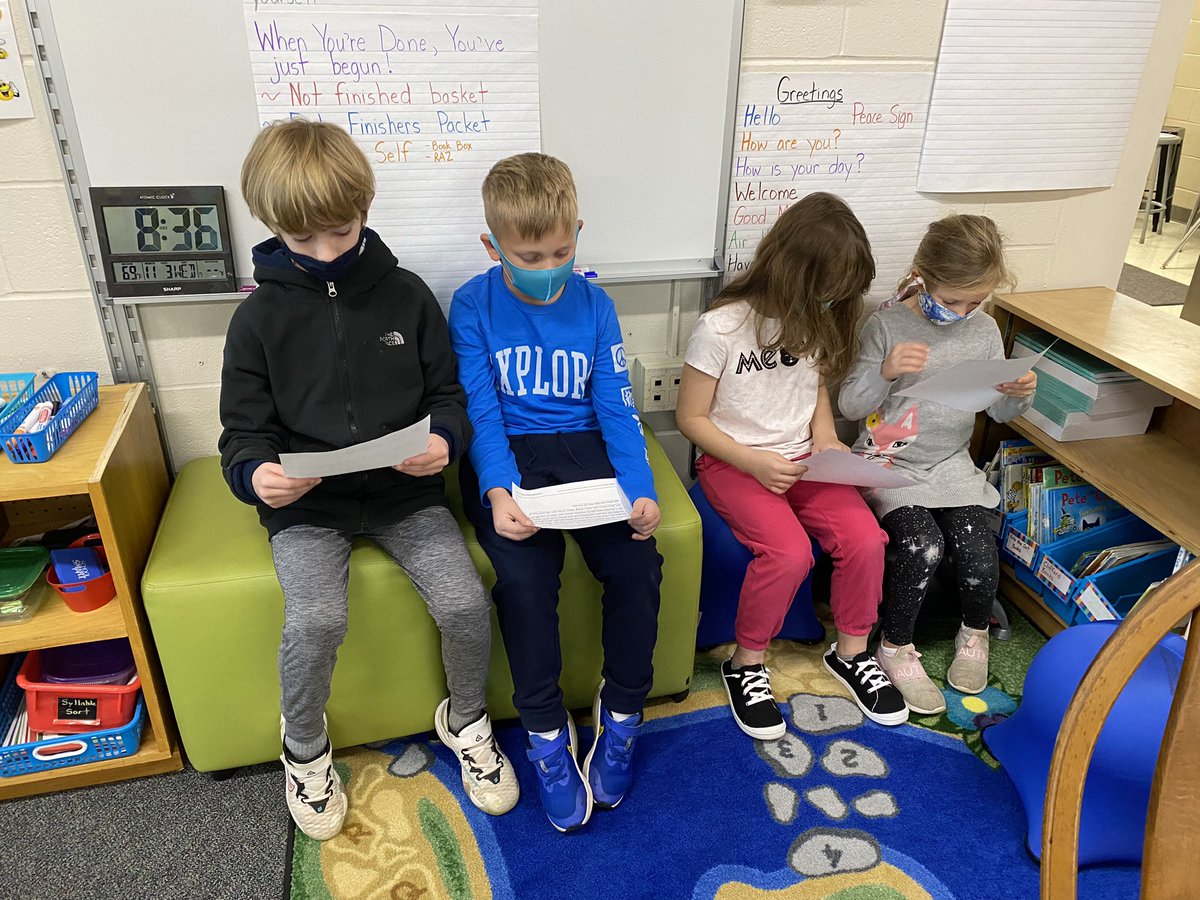 mrshhewitt's tweet photo. EEKK (elbow to elbow, knee to knee) reading to practice fluency. https://t.co/TNbcW1h1Ki