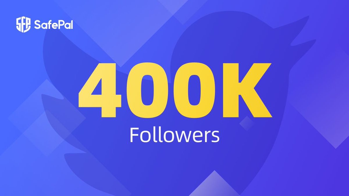 SafePal's tweet photo. Time flies when you're having fun didn't realize we're already at 400,000+ @Twitter Family Members 🎉

Thanks for being a part of the @safepal journey, we appreciate each &amp; every one of you #SAFUPaler❤️

Let's continue to EXPLORE, LEARN &amp; GROW #SAFULY together in the industry 🥳 https://t.co/GgKNhUanzr