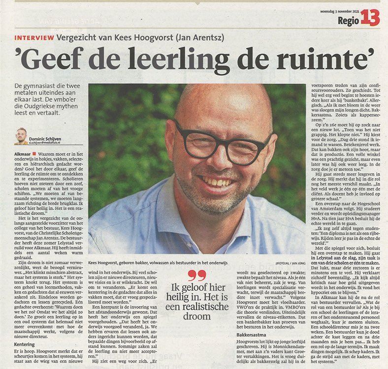 Mooi interview vandaag in het <a href="/nhdagblad/">Noordhollands Dagblad</a> met onze bestuurder Kees Hoogvorst!