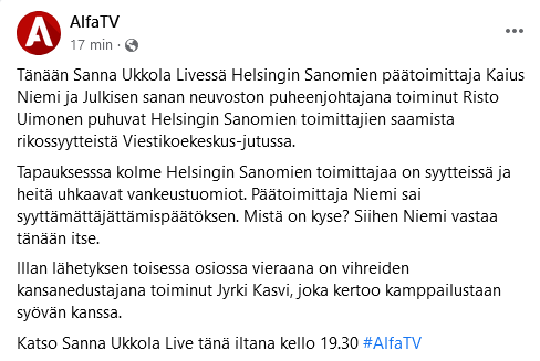 ViktorRantala's tweet photo. Toivottavasti tässä keskustelussa nähtäisiin edes joitain kriittisiä näkökulmia @hsfi:n vastuuttomaan ja turhaan salassa pidettävien tietojen paljastamiseen. Eikä vain toimittajien kollegiaalista selkääntaputtelua ja uhriutumista.
No, ehkä @Sukkola osaa olla kriittinen?
#HSgate https://t.co/X1fzI57vsO