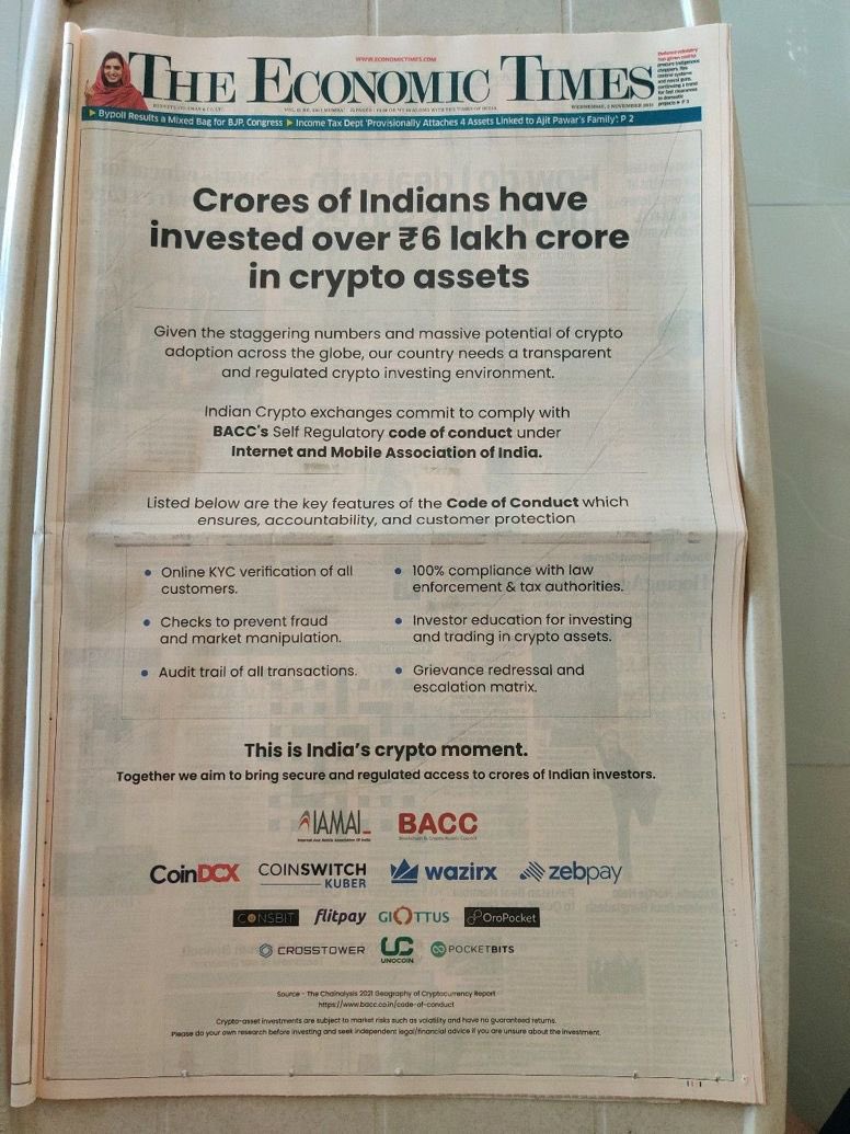 ashish343's tweet photo. Together we are committed to creating a secure and prosperous #crypto ecosystem in the country. This is India's #crypto moment. #KuchTohBadlega https://t.co/yKMQ4vniv6