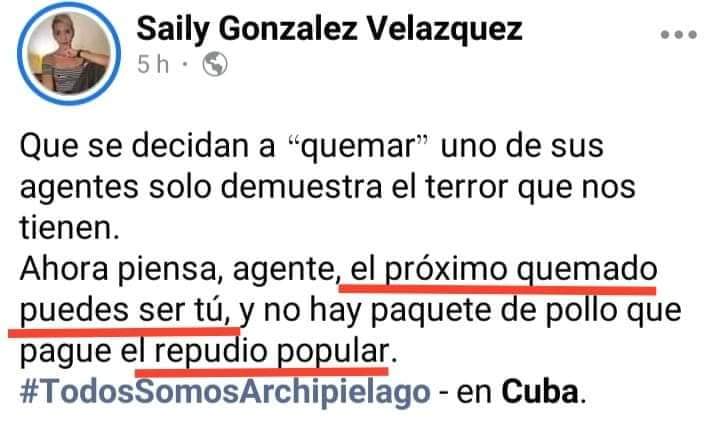 GHNordelo5's tweet photo. Cuando hemos visto en TV imágenes de personas quemadas vivas por manifestantes 'pacíficos' en #Venezuela y #Nicaragua, miren lo que nos dice esta cubana... Pacifista o pirómana? #Cuba #LaRazonEsNuestroEscudo #CDRCuba #SomosDelBarrio https://t.co/Nyo4wYAeKx