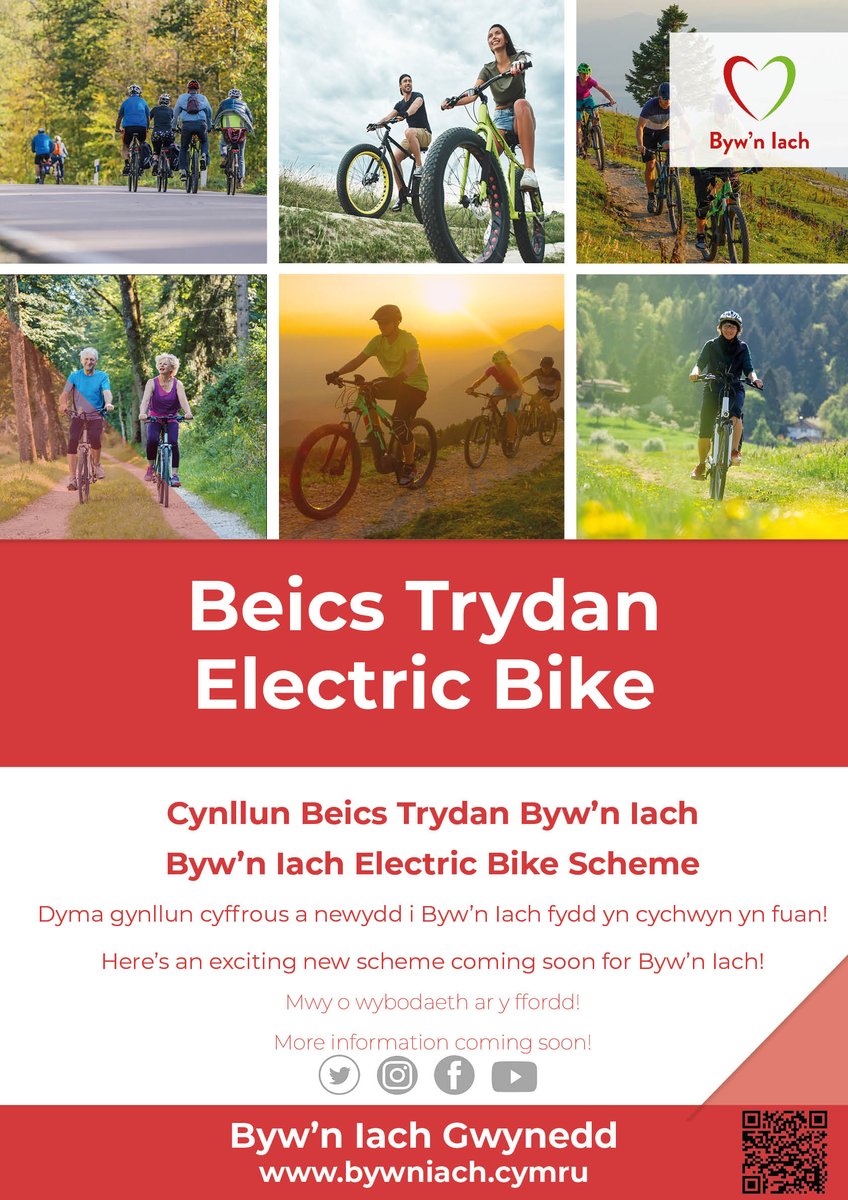 🎉Rydym yn lansio ein BEICS TRYDAN ar Ddydd Llun yr 08/11/2021 rhwng 13:30 – 15:00 o'r gloch yn nghanolfan Byw'n Iach Bangor!
Bydd angen archebu trwy ffonio canolfan Bangor ar
📱01248 370600
Os hoffech wybod mwy, ewch ar ein gwefan👇
ow.ly/uNAe50GEscv