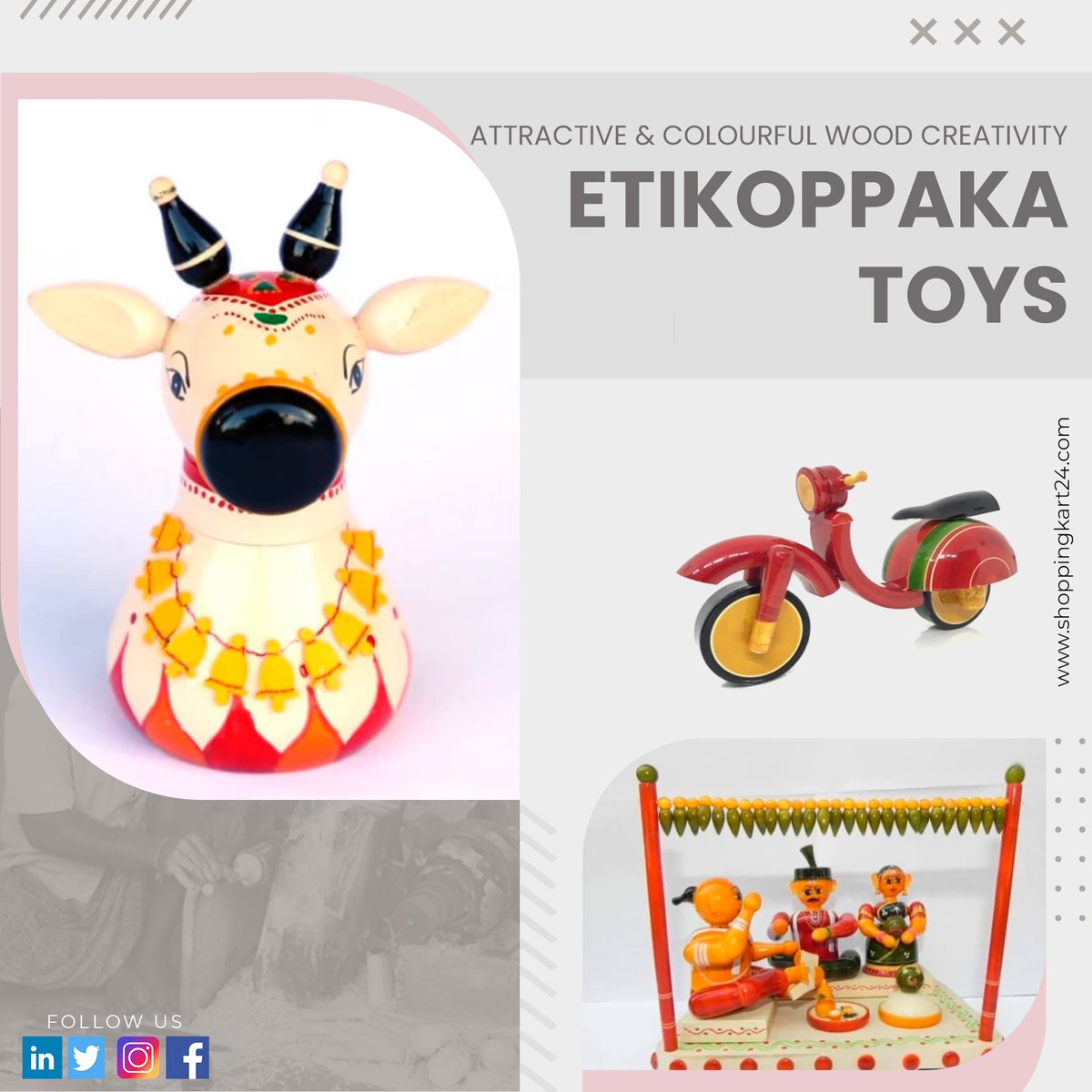 AuthenticGI_'s tweet photo. #Etikoppaka #toys, also known as Etikoppaka Bommalu, are lacquer-colored toys named after the small village in #Andhrapradesh. 
Shop now: https://t.co/mTCUkD09vn 
Contact: +91 9161898733 
#geographicalindications #atamnirbharbharat #vocalforlocal https://t.co/viu8EUy53f