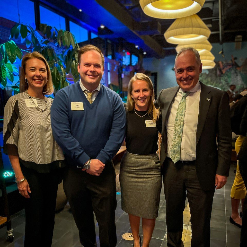 HSOC alums <a href="/JohnUmberger/">John Umberger</a> (BS HTS, 2015) and Elizabeth Darnell (BS HTS, 2006) with President <a href="/CabreraAngel/">Ángel Cabrera</a> and <a href="/bethcabrera/">Beth Cabrera</a> at a recent reception for GT grads living in Washington, DC! Thanks for sharing this photo with us, John! #HSOC at #georgiatech