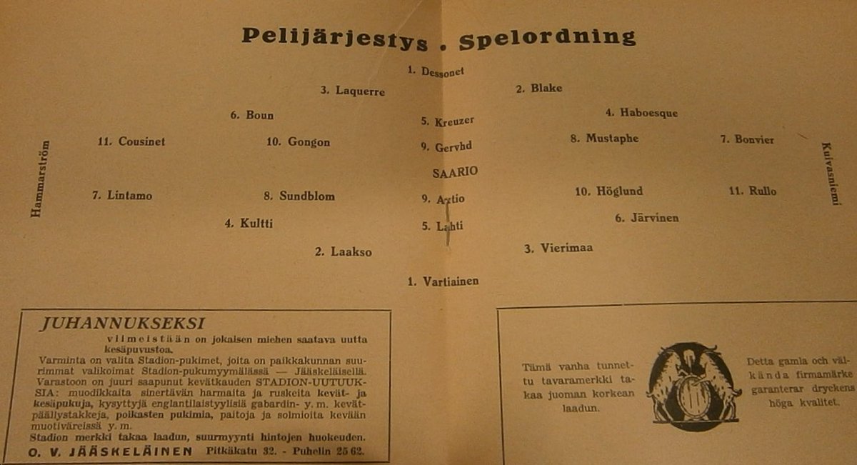 HarriLaine's tweet photo. Kesällä 1937 Bordeaux (@girondins) kävi piipahtamassa Vaasassa, jossa jännitettiin kovasti ammattijoukkueen kohtaamista. @VPS1924 kuitenkin vastasi haasteeseen ja voitti 3-2. Olavi Autio teki kaksi maalia ja Nuutti Lintamo viimeisteli voiton pilkulta #Veikkausliiga #Ykkönen https://t.co/7HlOAiwGqr