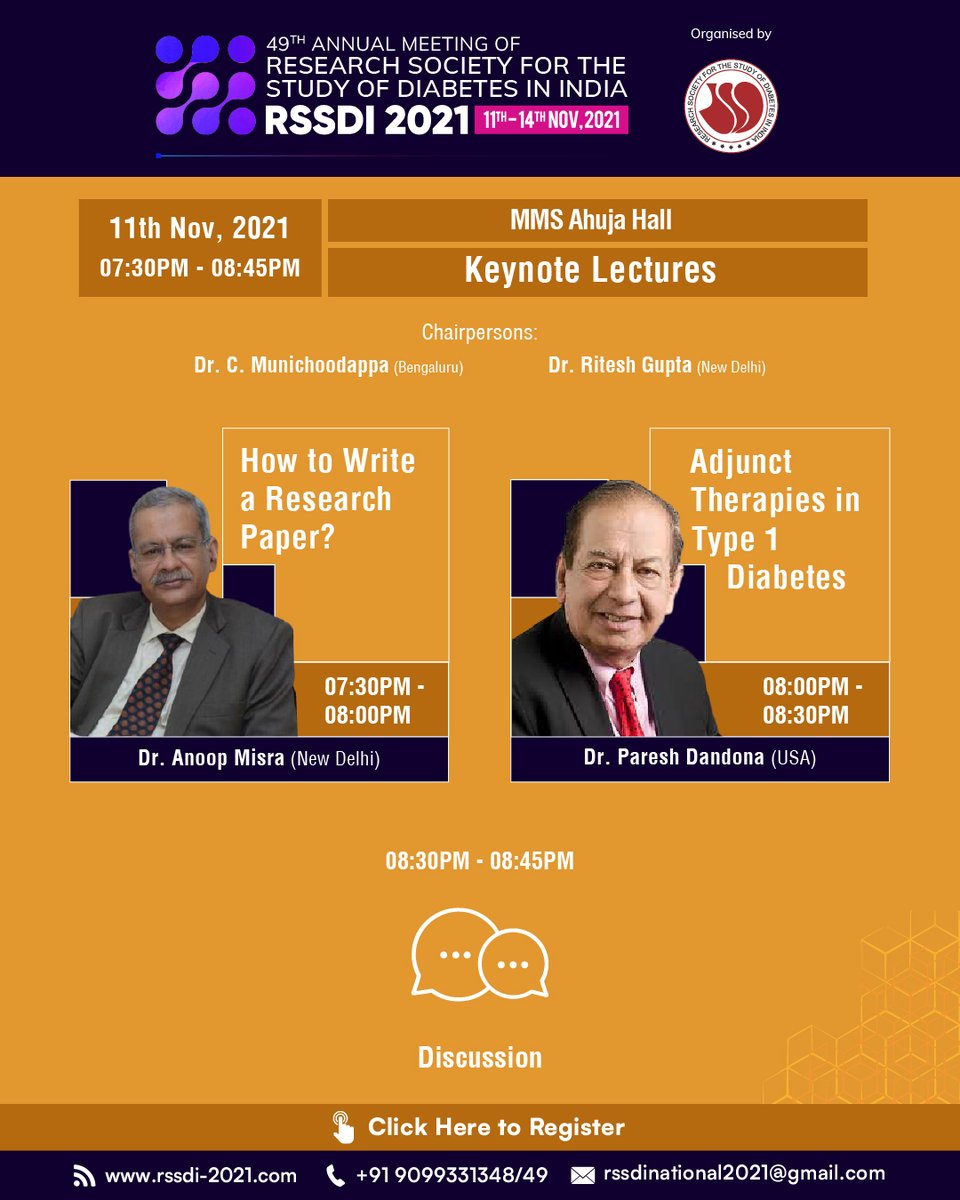 Rssdi_official's tweet photo. 49th Annual Conference of Research Society for Study of Diabetes in India- RSSDI 2021 being organized from 11th to 14th Nov 21
This scientific feast will be served by 100 eminent national speakers and 10 international speakers.
https://t.co/59LjkZ43OG
#rssdi2021 #RSSDI #diabetes https://t.co/154UEcQyqK