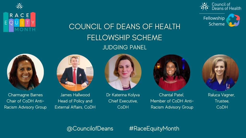 Dr Katerina Kolyva (@katerinakolyva) on Twitter photo Meet our <a href="/councilofdeans/">Council of Deans of Health</a> judging panel for the Fellowship Scheme:
*Chair of our Anti-Racism group <a href="/charmagnebarnes/">charmagne barnes</a>
*Our member from Wales <a href="/PatelChantal/">chantal patel</a>
*our Trustee @RalucaVagner
*and James and myself from the Council team Meet our <a href="/councilofdeans/">Council of Deans of Health</a> judging panel for the Fellowship Scheme:
*Chair of our Anti-Racism group <a href="/charmagnebarnes/">charmagne barnes</a>
*Our member from Wales <a href="/PatelChantal/">chantal patel</a>
*our Trustee @RalucaVagner
*and James and myself from the Council team