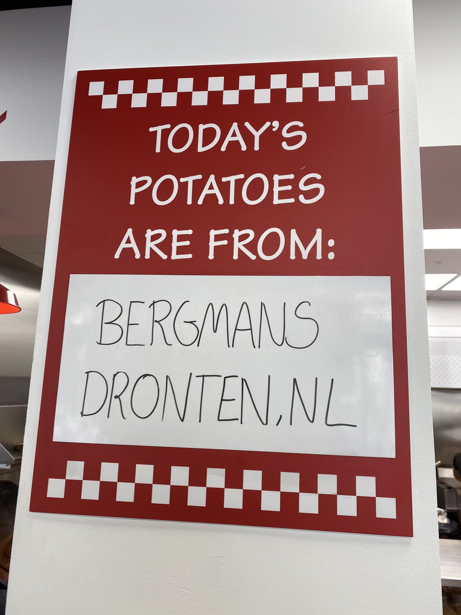 carlosanchez's tweet photo. @FiveGuys @FiveGuys_ES Hi guys! Nice burgers. Pretty sure we may find potatoes closer to Sevilla though. Mind the planet! https://t.co/pXDA58Nmuv