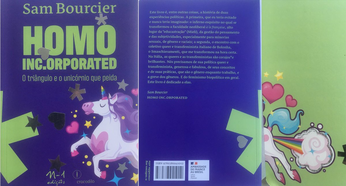 Les exs brésiliens de la Licorne qui pète au nez du néolibéralisme &amp; des pol LGBT complices sont arrivées.Font des beaux livres aux <a href="/n_1edicoes/">n-1 edições</a>  <a href="/crocodilo_ed/">crocodilo edições</a>  Que circule la théorie queer &amp; transféministe de Bologne! <a href="/RenatoBusarello/">Renato Busarello</a>  @ECambourakis @sorcières1