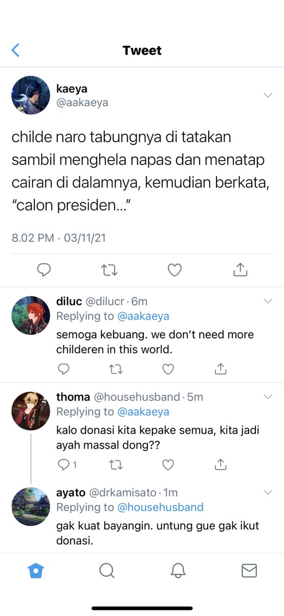 kinderorchestra's tweet photo. calon presiden

childe, seorang dokter kandungan, harus merelakan para calon presiden miliknya pada bank sperma.

zhongli, seorang pengacara independen, tidak ingin menikah, tetapi ingin memiliki anak.

tartali mpreg https://t.co/PMRiaVZtIw