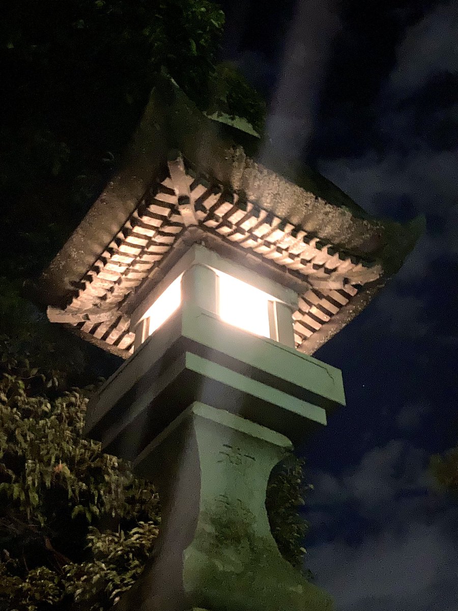 瑞穂町狭山池公園の常夜灯に灯りが灯っていました。