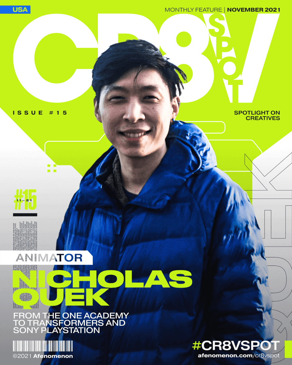afenomenon's tweet photo. ISSUE #15 From @TheOneAcademy to #Transformers and #Sony #PlayStation lead #animator Nicholas Quek shares his journey with #CR8VSPOT. https://t.co/vha96TEuGZ https://t.co/TOPu3ZYqMC