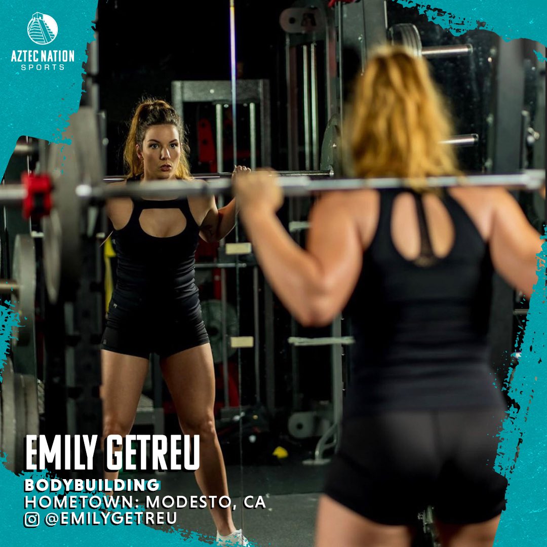 AztecAgency's tweet photo. Certified Phlebotomist, Military Veteran, Bodybuilder, Fitness Model, @EmilyAllenPoe is an example of what can be achieved through dedication and focus! 
#AztecNationSports #Wednesday https://t.co/ZMIBepkTSM