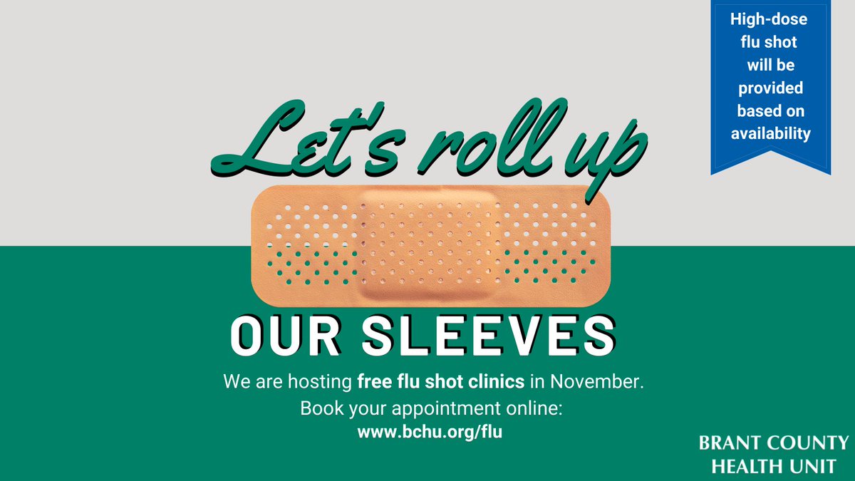 GrandEriePH's tweet photo. Free flu shot clinics are available to the #Brant community in November: 
◾ Nov 5 &amp; 12 – 195 Henry St., Brantford 
◾ Nov 11 - 139 Silver St., Paris. 
Clinics are available by appointment only. To book your appointment, visit https://t.co/p69OQNPGqF https://t.co/RZL4nLCQ2C