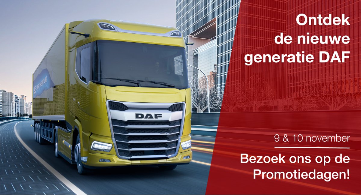Wij staan weer op de @Promotiedagen in MartiniPlaza. Dit jaar nemen wij een nieuwe generatie DAF mee. Kom jij de nieuwe DAF bekijken? Je kunt ons 9 &amp; 10 november vinden op stand nummer 2002/2003. Kaarten kun je gratis bestellen via onderstaande link: promotiedagen.nl/toegangskaart/…