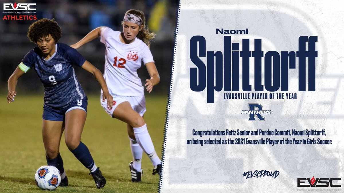 EVSC_Athletics's tweet photo. Congratulations to @PurdueSoccer commit and @ReitzAthletics Senior, Naomi Splittorff on being selected as the Evansville Soccer Player of the Year! https://t.co/Q8DCSMHgc8