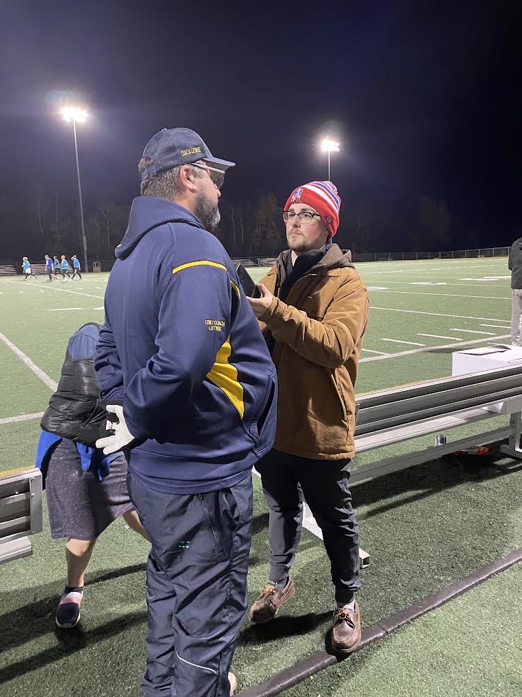 journalismHC's tweet photo. Second year student Justin Arenburg is doing an internship for Football P.E.I. 
He is proud of the work he’s done, including post game interviews with all the head coaches. 
⁦@footballpei⁩ #Cornwall #onthejob ⁦@hollandcollege⁩ https://t.co/nQLRkGbpxY