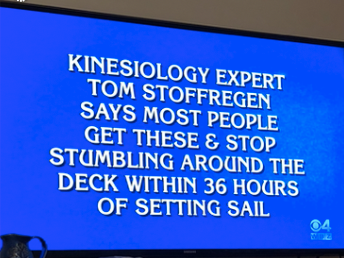 UMNKinesiology's tweet photo. We're excited to share that research by Thomas Stoffregen, Ph.D., Kinesiology professor and director of the Affordance Perception-Action Laboratory (APAL), was featured yesterday on Jeopardy. More: https://t.co/wnsj2b8CSn https://t.co/RQuRcfryyY