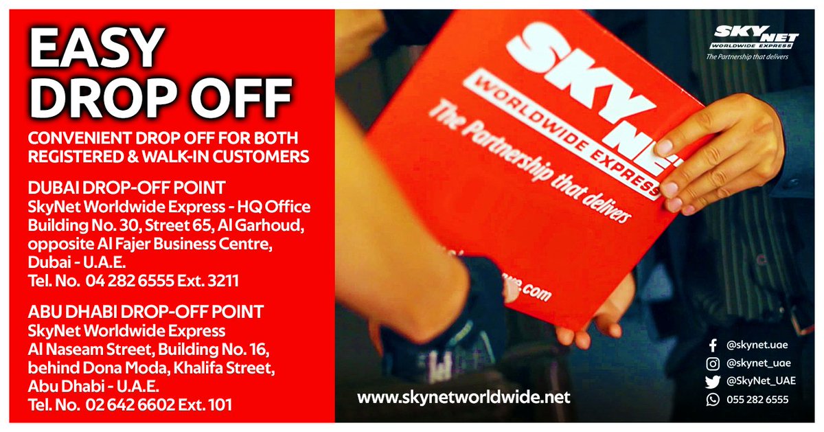 SkyNet_UAE's tweet image. Easy and convenient drop-off points for both registered and walk-in customers.

#walkincounter #dropoff #dropoffpoint #skynetuae #skynetworldwideexpress #skynetworldwideexpressuae #skynetcares @SkyNet_UAE
