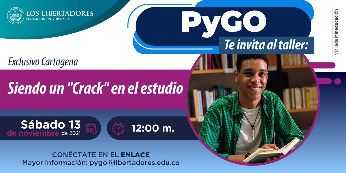 UniLibertadores's tweet image. #PyGO te invita al taller 👉 Siendo un "crack" en el estudio.

🗓️ 13 de noviembre
⏰ 12:00 m.

Conéctate ➡️ cutt.ly/vR9v7SJ