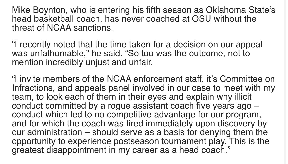 jeffborzello's tweet photo. Oklahoma State didn’t hold back in its statements about the NCAA’s postseason ban: https://t.co/CO3s3luA7O